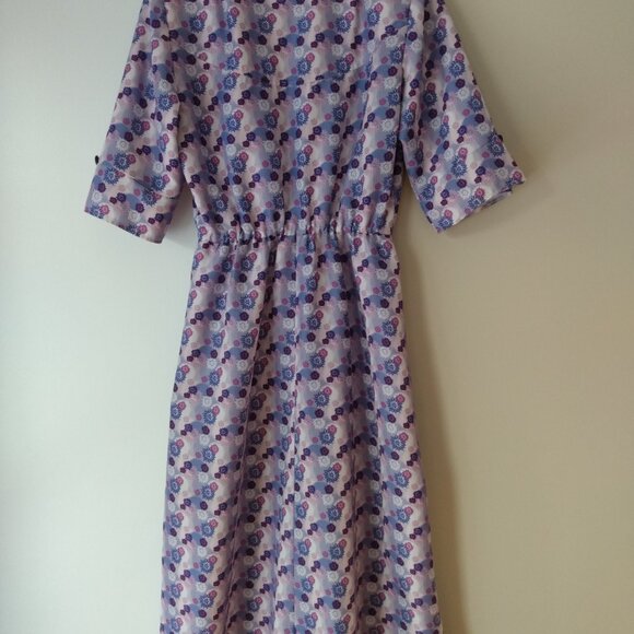 Amish Mennonite Dress 40"B 28-33"W Vintage Handmade Purple Floral - Picture 12 of 13